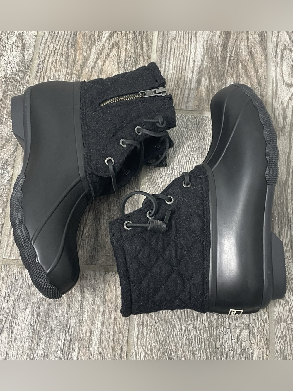 Sperry Saltwater Quilted Wool Duck Boot Black Women’s US 7.5 W